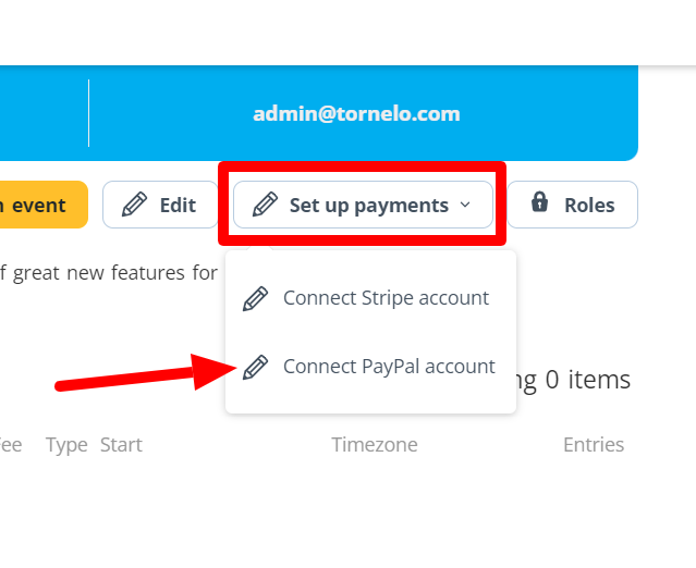 Setup PayPal payments for your Organization on Tornelo