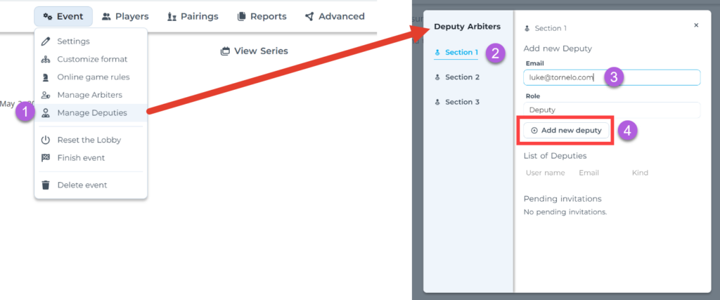 How to add Deputy Arbiters to your Event