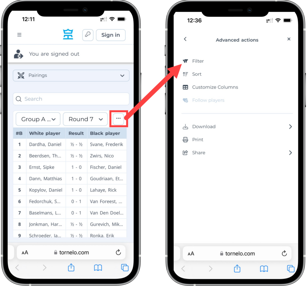 Mobile friendly table interations 