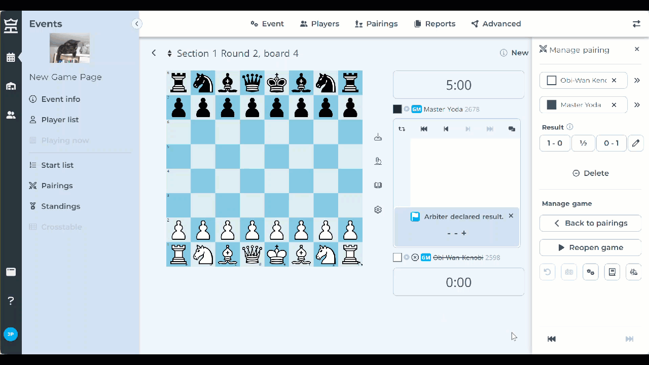 Easy management for switching between games when playing chess online