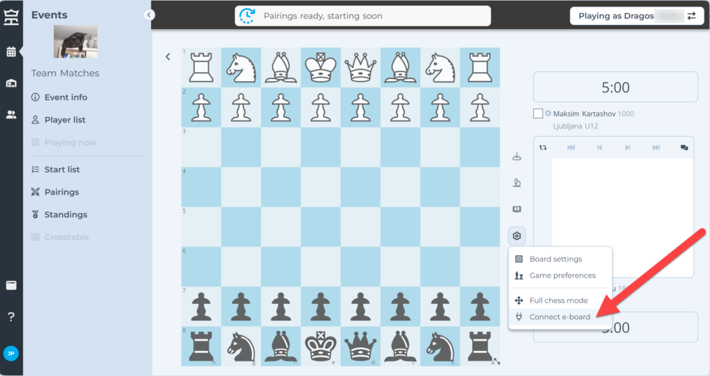 Tornelo online chess platform allows connecting electronic boards